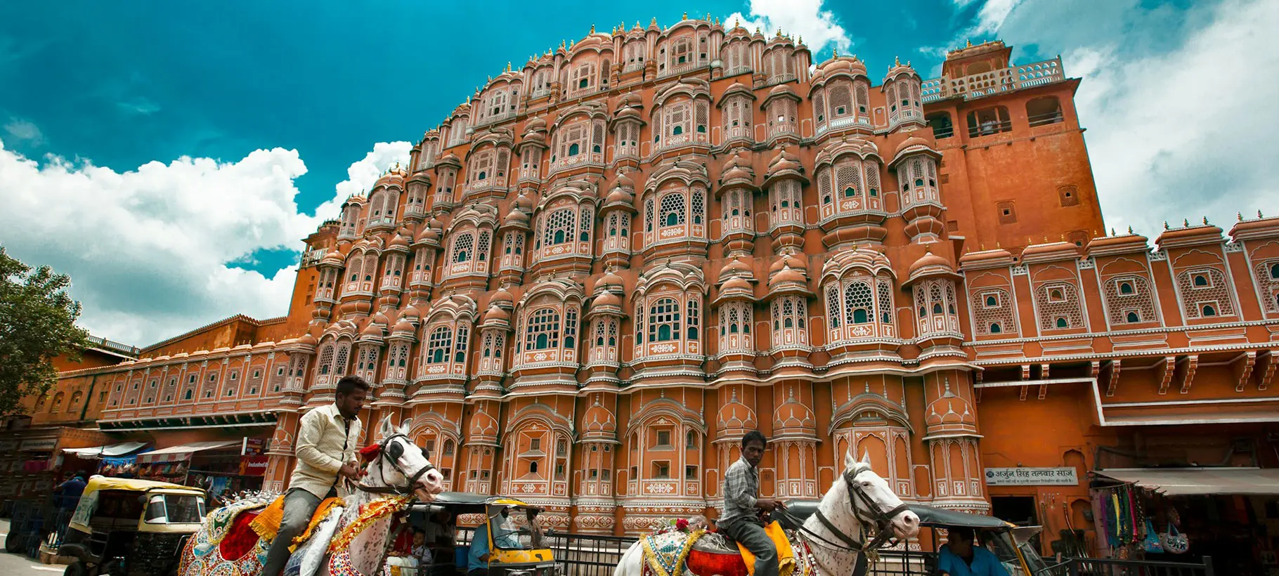 View of Jaipur city showcasing its historic palaces and vibrant architecture, known as the Pink City of India.
